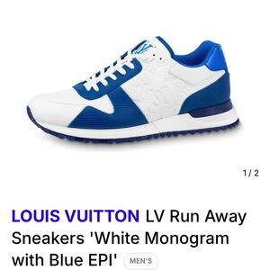 Louis Vuitton Men's Sneakers in White and Blue